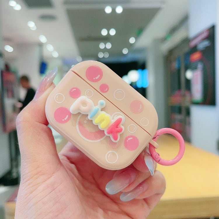 For AirPods Pro 2 Fresh 3D Text Skin Feel Earbuds Box PC Case(Pink) - For AirPods Pro 2 by PMC Jewellery | Online Shopping South Africa | PMC Jewellery | Buy Now Pay Later Mobicred