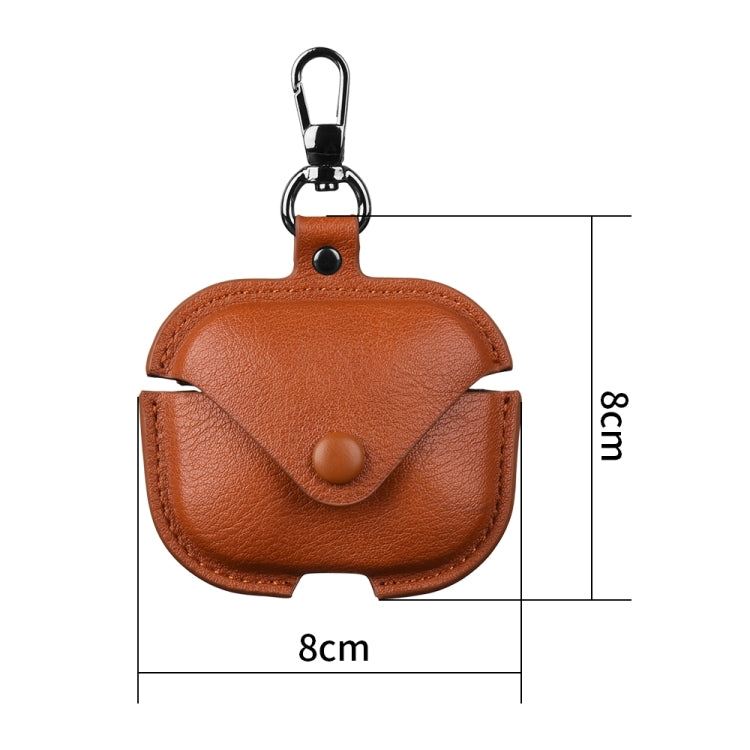 For Redmi Buds 5 / 6S Business Leather Earphone Protective Case with Hook(Dark Brown) - Xiaomi Earphone Case by PMC Jewellery | Online Shopping South Africa | PMC Jewellery | Buy Now Pay Later Mobicred