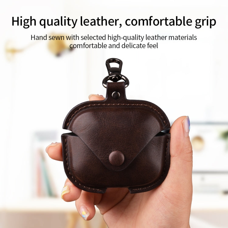 For Redmi Buds 5 / 6S Business Leather Earphone Protective Case with Hook(Blue) - free shipping - PMC Jewellery - Order now!