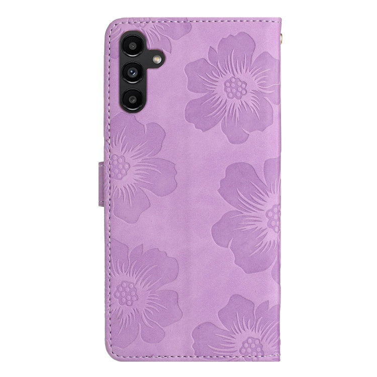 For Samsung Galaxy S25+ 5G Flower Embossing Pattern Leather Phone Case(Purple) - Galaxy S25+ 5G Cases by PMC Jewellery | Online Shopping South Africa | PMC Jewellery | Buy Now Pay Later Mobicred