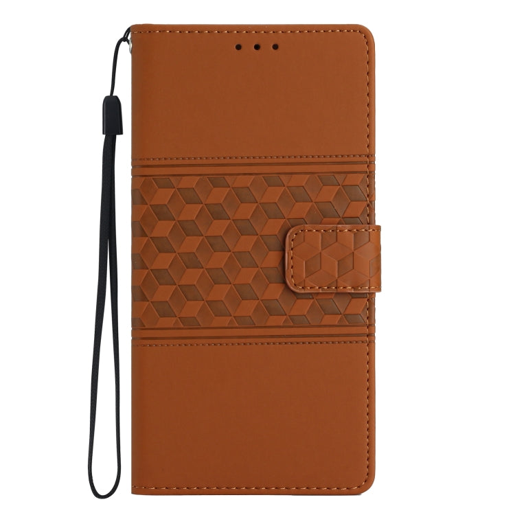 For Samsung Galaxy S25 5G Diamond Embossed Skin Feel Leather Phone Case(Brown) - Galaxy S25 5G Cases by PMC Jewellery | Online Shopping South Africa | PMC Jewellery | Buy Now Pay Later Mobicred