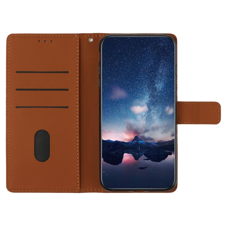 For Samsung Galaxy S25 5G Diamond Embossed Skin Feel Leather Phone Case(Brown) - Galaxy S25 5G Cases by PMC Jewellery | Online Shopping South Africa | PMC Jewellery | Buy Now Pay Later Mobicred