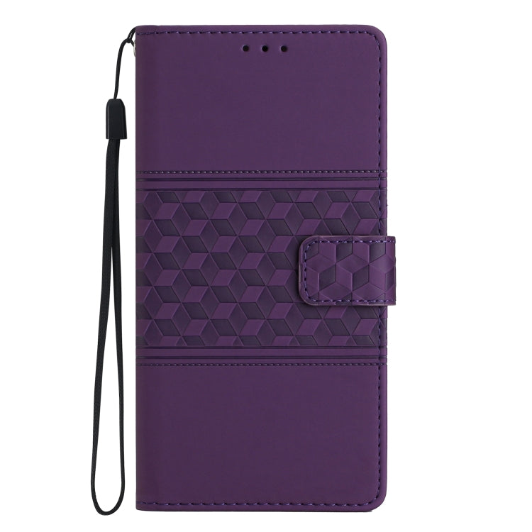 For Samsung Galaxy S25+ 5G Diamond Embossed Skin Feel Leather Phone Case(Purple) - Galaxy S25+ 5G Cases by PMC Jewellery | Online Shopping South Africa | PMC Jewellery | Buy Now Pay Later Mobicred