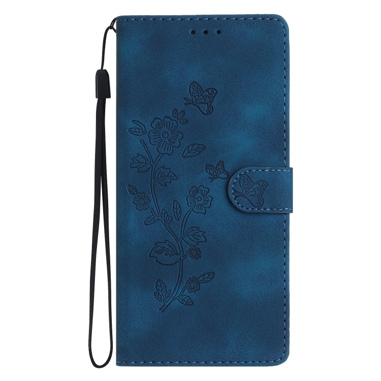 For Samsung Galaxy S25+ 5G Flower Butterfly Embossing Pattern Leather Phone Case(Blue) - Galaxy S25+ 5G Cases by PMC Jewellery | Online Shopping South Africa | PMC Jewellery | Buy Now Pay Later Mobicred