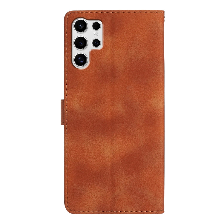 For Samsung Galaxy S25 Ultra 5G Flower Butterfly Embossing Pattern Leather Phone Case(Brown) - Galaxy S25 Ultra 5G Cases by PMC Jewellery | Online Shopping South Africa | PMC Jewellery | Buy Now Pay Later Mobicred