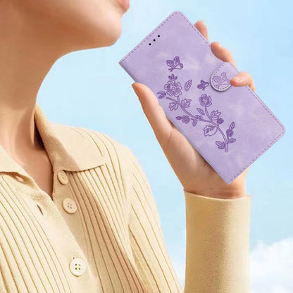 For Samsung Galaxy S25 Ultra 5G Flower Butterfly Embossing Pattern Leather Phone Case(Purple) - Galaxy S25 Ultra 5G Cases by PMC Jewellery | Online Shopping South Africa | PMC Jewellery | Buy Now Pay Later Mobicred