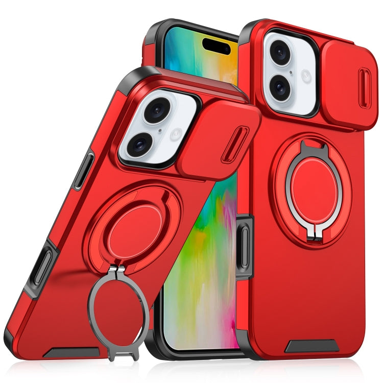 For iPhone 16 Sliding Camshield Ring Holder Phone Case(Red) - iPhone 16 Cases by PMC TechLife | Online Shopping South Africa | PMC TechLife | Buy Now Pay Later Mobicred
