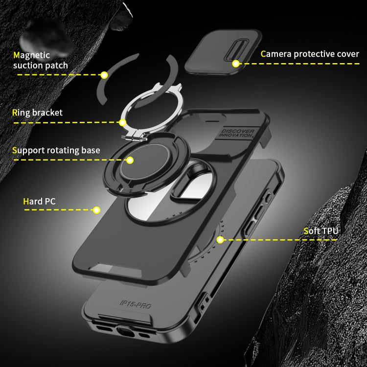 For iPhone 16 Sliding Camshield Ring Holder Phone Case(Black) - iPhone 16 Cases by PMC TechLife | Online Shopping South Africa | PMC TechLife | Buy Now Pay Later Mobicred