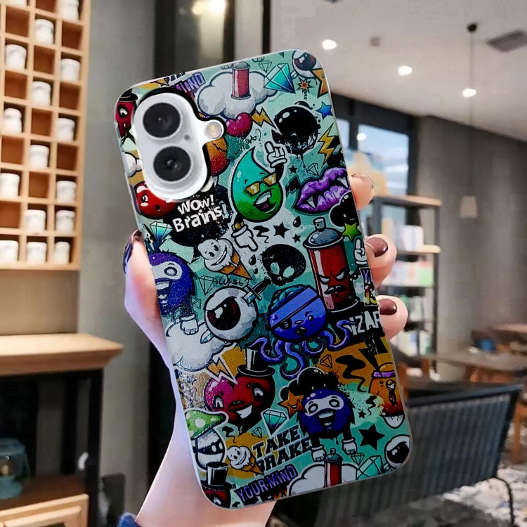 For iPhone 16 Colored Drawing Pattern TPU Phone Case(Graffiti) - iPhone 16 Cases by PMC Jewellery | Online Shopping South Africa | PMC Jewellery | Buy Now Pay Later Mobicred