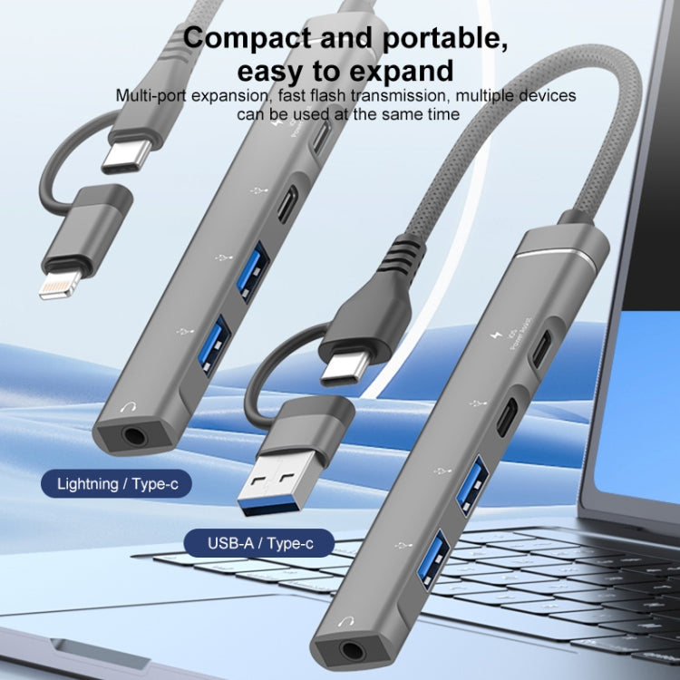 5 in 2 Multi-function HUB Adapter, Interface:USB-C / Type-C + USB-A(Silver) - USB HUB by PMC Jewellery | Online Shopping South Africa | PMC Jewellery | Buy Now Pay Later Mobicred