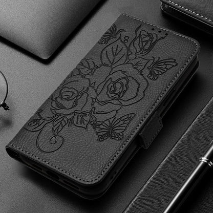 For Redmi K70 Ultra 5G Global Embossed Rose RFID Anti-theft Leather Phone Case(Black) - Xiaomi Cases by PMC Jewellery | Online Shopping South Africa | PMC Jewellery | Buy Now Pay Later Mobicred