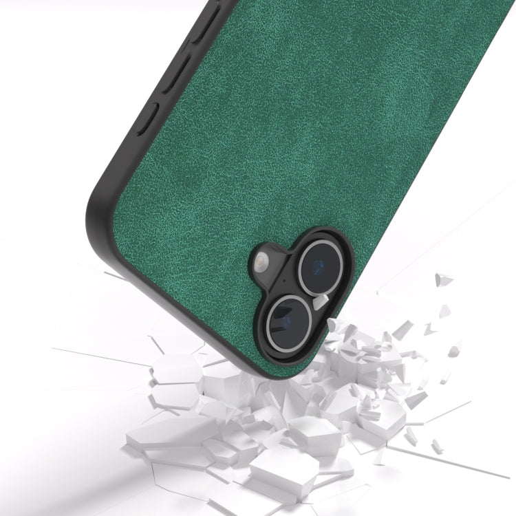 For iPhone 16 Black Frame PU Leather Full Coverage Phone Case(Green) - iPhone 16 Cases by PMC TechLife | Online Shopping South Africa | PMC TechLife | Buy Now Pay Later Mobicred