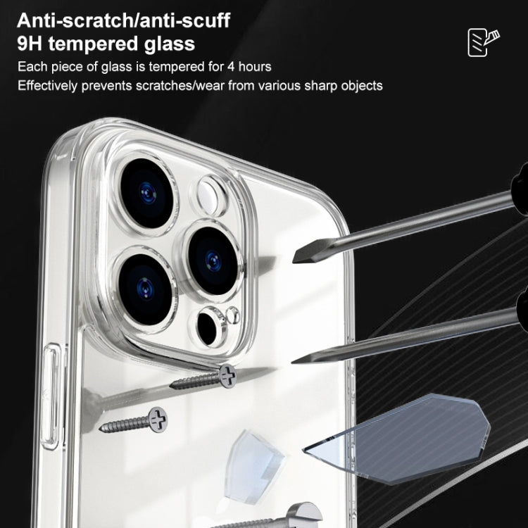 For iPhone 16 Four Corner Airbag Transparent Glass Phone Case - iPhone 16 Cases by PMC Jewellery | Online Shopping South Africa | PMC Jewellery | Buy Now Pay Later Mobicred