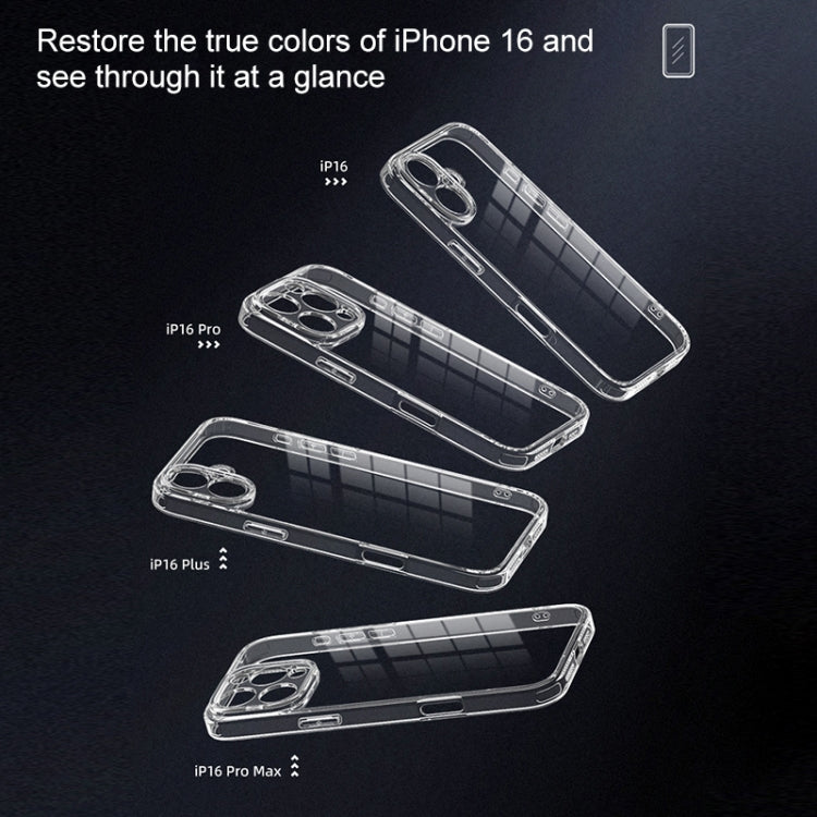 For iPhone 16 Four Corner Airbag Transparent Glass Phone Case - iPhone 16 Cases by PMC Jewellery | Online Shopping South Africa | PMC Jewellery | Buy Now Pay Later Mobicred