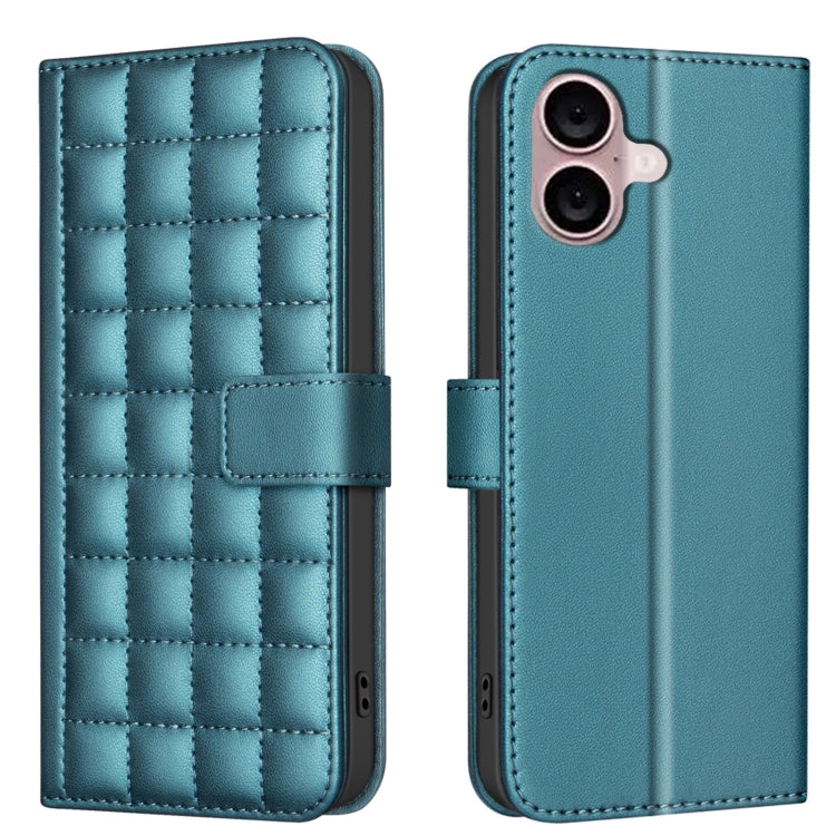 For iPhone 16 Square Texture Leather Phone Case(Green) - iPhone 16 Cases by PMC Jewellery | Online Shopping South Africa | PMC Jewellery | Buy Now Pay Later Mobicred