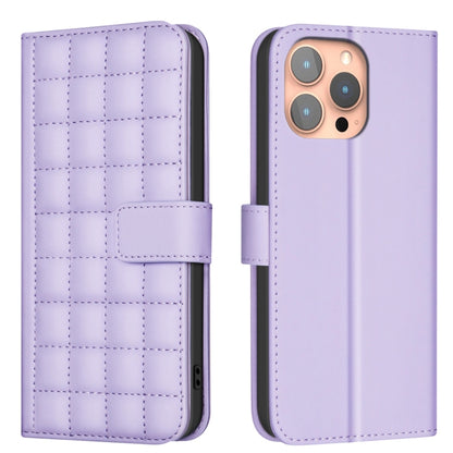 For iPhone 16 Pro Square Texture Leather Phone Case(Purple) - iPhone 16 Pro Cases by PMC Jewellery | Online Shopping South Africa | PMC Jewellery | Buy Now Pay Later Mobicred