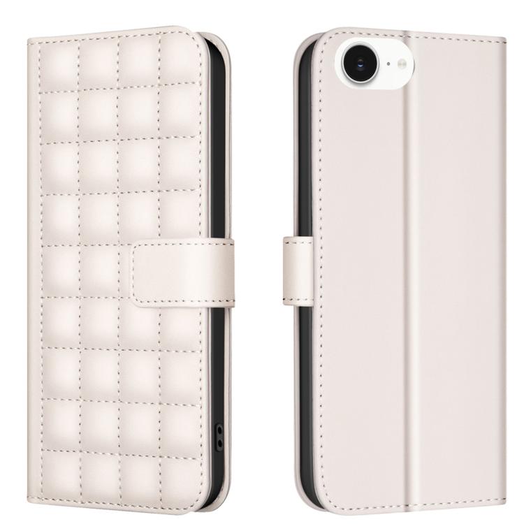 For iPhone 16e Square Texture Leather Phone Case(Beige) - iPhone 16e Cases by PMC TechLife | Online Shopping South Africa | PMC TechLife | Buy Now Pay Later Mobicred