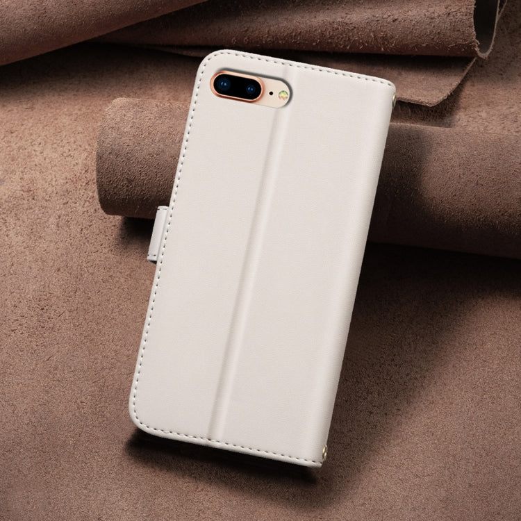 For iPhone 16e Square Texture Leather Phone Case(Beige) - iPhone 16e Cases by PMC TechLife | Online Shopping South Africa | PMC TechLife | Buy Now Pay Later Mobicred