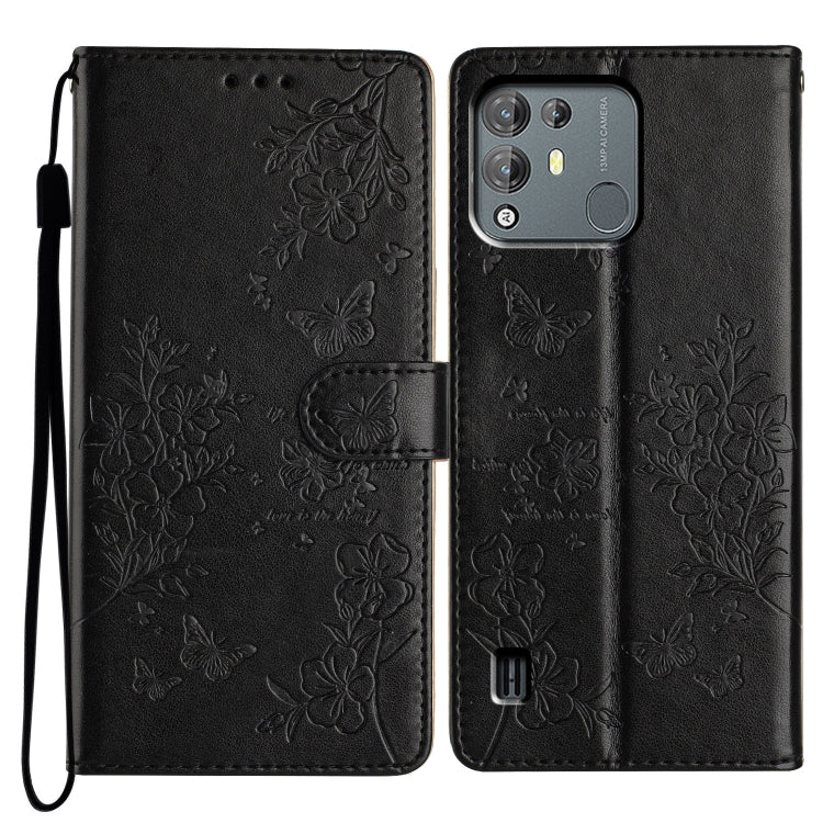 For Blackview A55 Pro Butterflies and Flowers Leather Phone Case(Black) - More Brand by PMC Jewellery | Online Shopping South Africa | PMC Jewellery | Buy Now Pay Later Mobicred