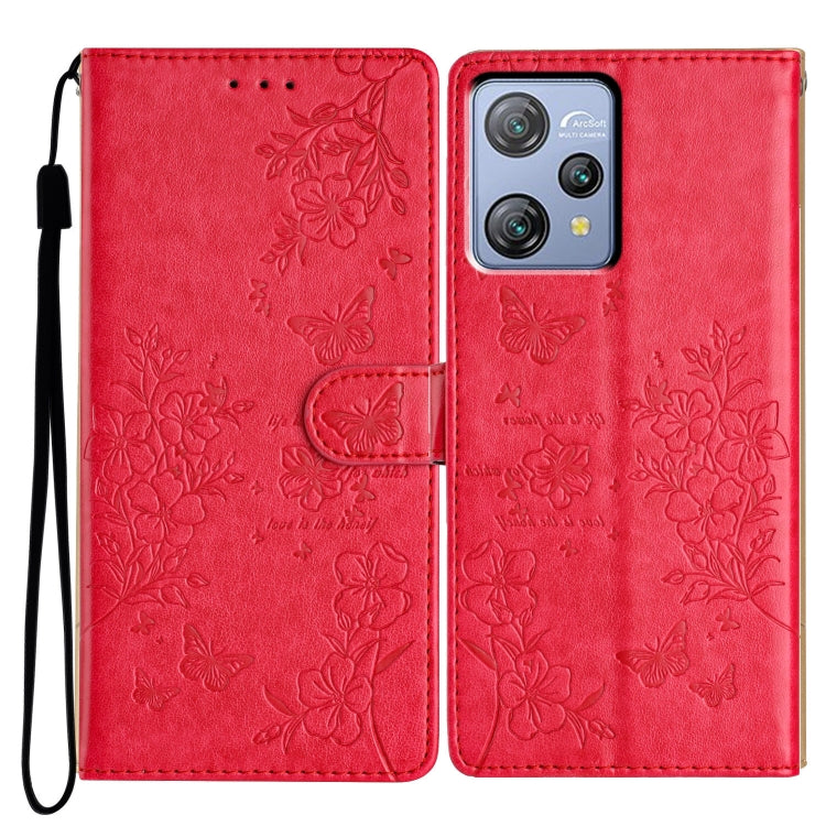 For Blackview A53 / A53 Pro Butterflies and Flowers Leather Phone Case(Red) - More Brand by PMC TechLife | Online Shopping South Africa | PMC TechLife | Buy Now Pay Later Mobicred