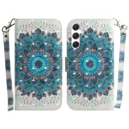 For Samsung Galaxy S25 5G 3D Colored Horizontal Flip Leather Phone Case(Peacock Wreath) - Galaxy S25 5G Cases by PMC Jewellery | Online Shopping South Africa | PMC Jewellery | Buy Now Pay Later Mobicred