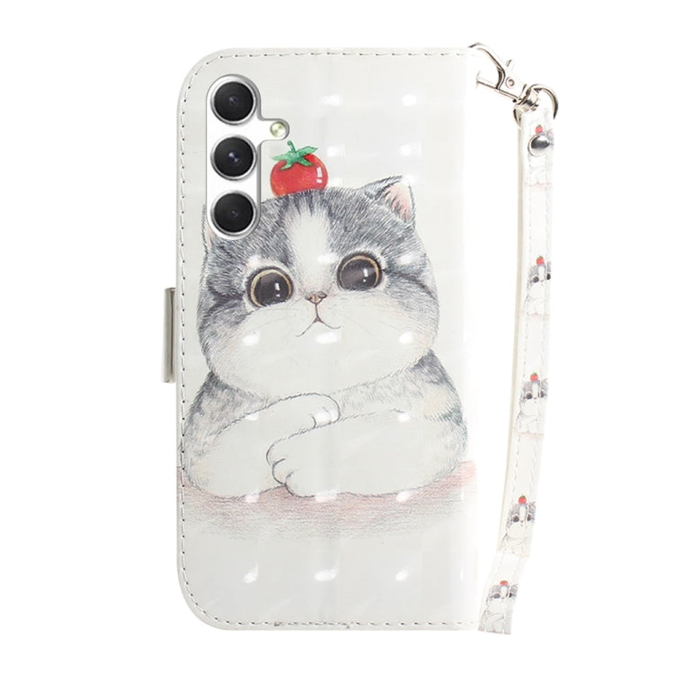 For Samsung Galaxy S25 5G 3D Colored Horizontal Flip Leather Phone Case(Cute Cat) - Galaxy S25 5G Cases by PMC Jewellery | Online Shopping South Africa | PMC Jewellery | Buy Now Pay Later Mobicred