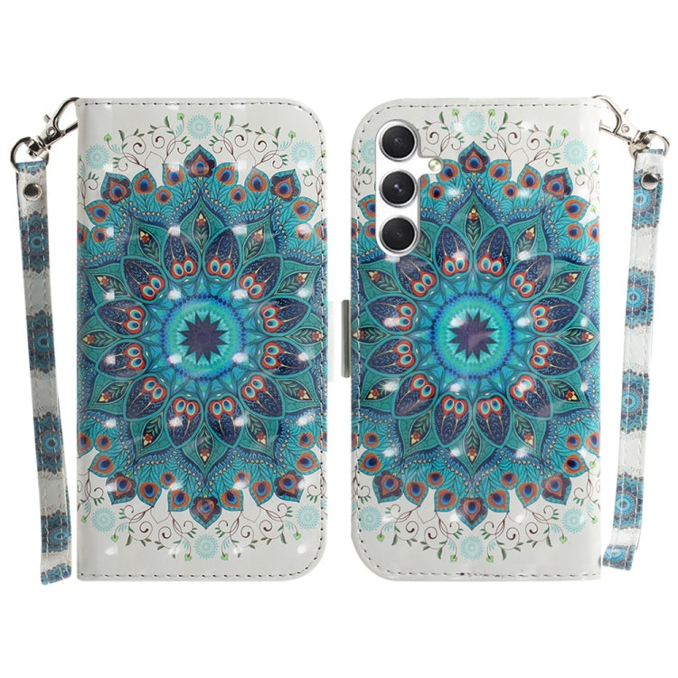 For Samsung Galaxy S25+ 5G 3D Colored Horizontal Flip Leather Phone Case(Peacock Wreath) - Galaxy S25+ 5G Cases by PMC Jewellery | Online Shopping South Africa | PMC Jewellery | Buy Now Pay Later Mobicred