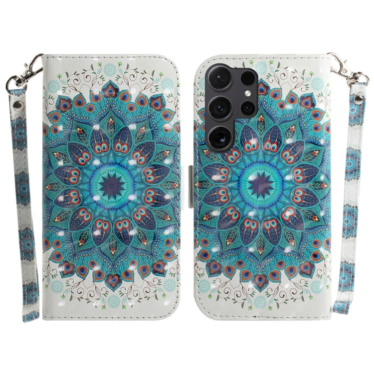 For Samsung Galaxy S25 Ultra 5G 3D Colored Horizontal Flip Leather Phone Case(Peacock Wreath) - Galaxy S25 Ultra 5G Cases by PMC Jewellery | Online Shopping South Africa | PMC Jewellery | Buy Now Pay Later Mobicred