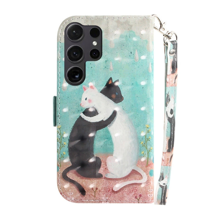 For Samsung Galaxy S25 Ultra 5G 3D Colored Horizontal Flip Leather Phone Case(Black White Cat) - Galaxy S25 Ultra 5G Cases by PMC Jewellery | Online Shopping South Africa | PMC Jewellery | Buy Now Pay Later Mobicred