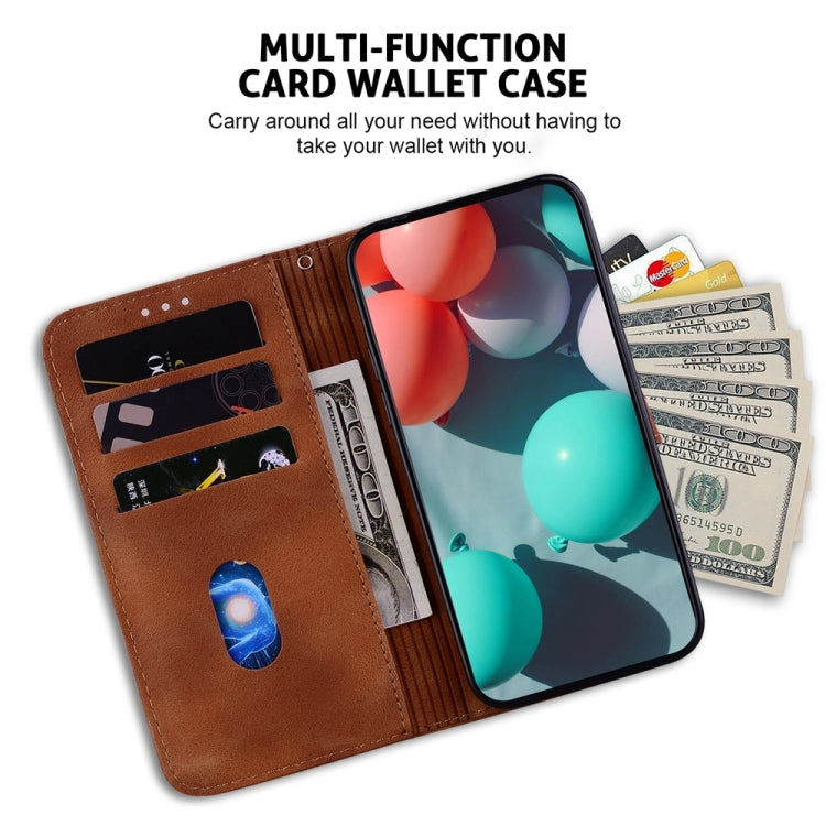 For Samsung Galaxy S25 5G Seven-shaped Embossed Leather Phone Case(Brown) - Galaxy S25 5G Cases by PMC Jewellery | Online Shopping South Africa | PMC Jewellery | Buy Now Pay Later Mobicred