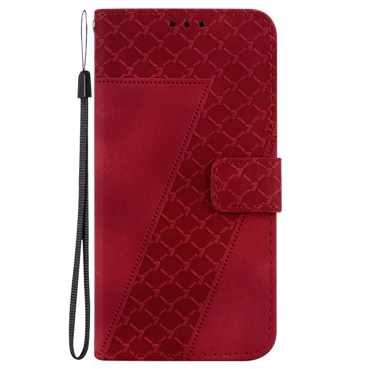 For Samsung Galaxy S25 5G Seven-shaped Embossed Leather Phone Case(Red) - Galaxy S25 5G Cases by PMC Jewellery | Online Shopping South Africa | PMC Jewellery | Buy Now Pay Later Mobicred