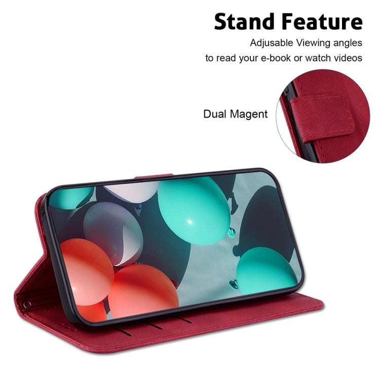For Samsung Galaxy S25 5G Seven-shaped Embossed Leather Phone Case(Red) - Galaxy S25 5G Cases by PMC Jewellery | Online Shopping South Africa | PMC Jewellery | Buy Now Pay Later Mobicred