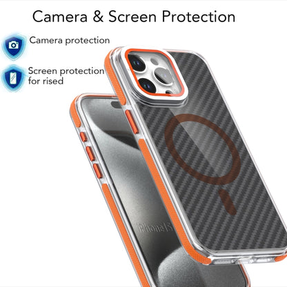 For iPhone 16 Magsafe Dual-Color Carbon Fiber Lens Film Phone Case with Lens Fold Holder(Gray) - iPhone 16 Cases by PMC Jewellery | Online Shopping South Africa | PMC Jewellery | Buy Now Pay Later Mobicred