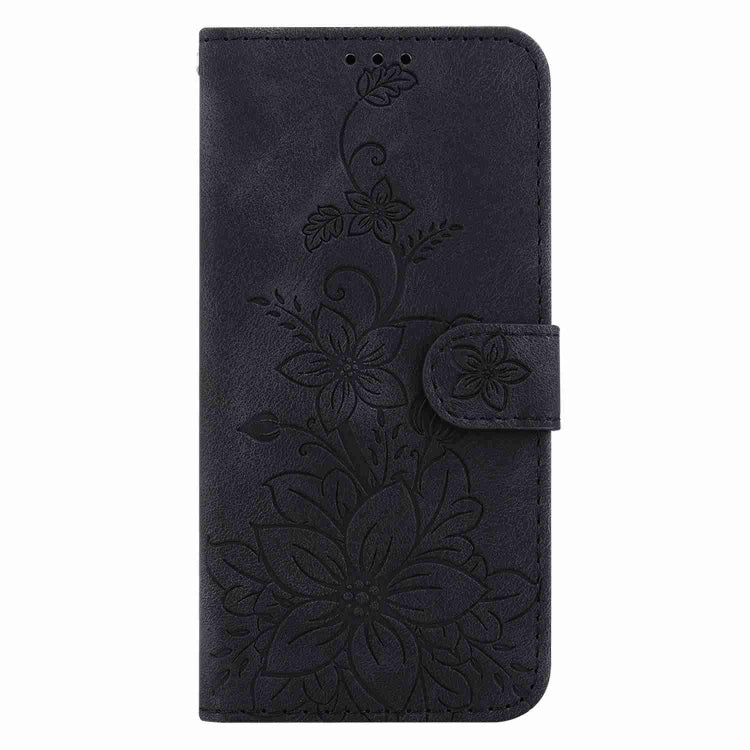 For Samsung Galaxy S25 5G Lily Embossed Leather Phone Case(Black) - Galaxy S25 5G Cases by PMC Jewellery | Online Shopping South Africa | PMC Jewellery | Buy Now Pay Later Mobicred