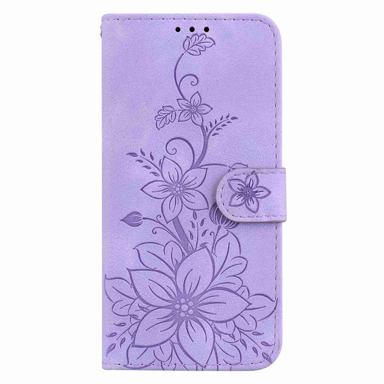 For Samsung Galaxy S25+ 5G Lily Embossed Leather Phone Case(Purple) - Galaxy S25+ 5G Cases by PMC Jewellery | Online Shopping South Africa | PMC Jewellery | Buy Now Pay Later Mobicred