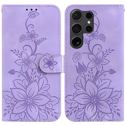 For Samsung Galaxy S25 Ultra 5G Lily Embossed Leather Phone Case(Purple) - Galaxy S25 Ultra 5G Cases by PMC Jewellery | Online Shopping South Africa | PMC Jewellery | Buy Now Pay Later Mobicred