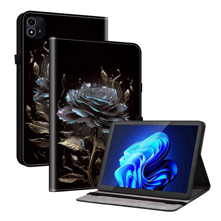 For itel Pad One 10.1 Crystal Texture Painted Leather Smart Tablet Case(Black Rose) - Others by PMC TechLife | Online Shopping South Africa | PMC TechLife | Buy Now Pay Later Mobicred