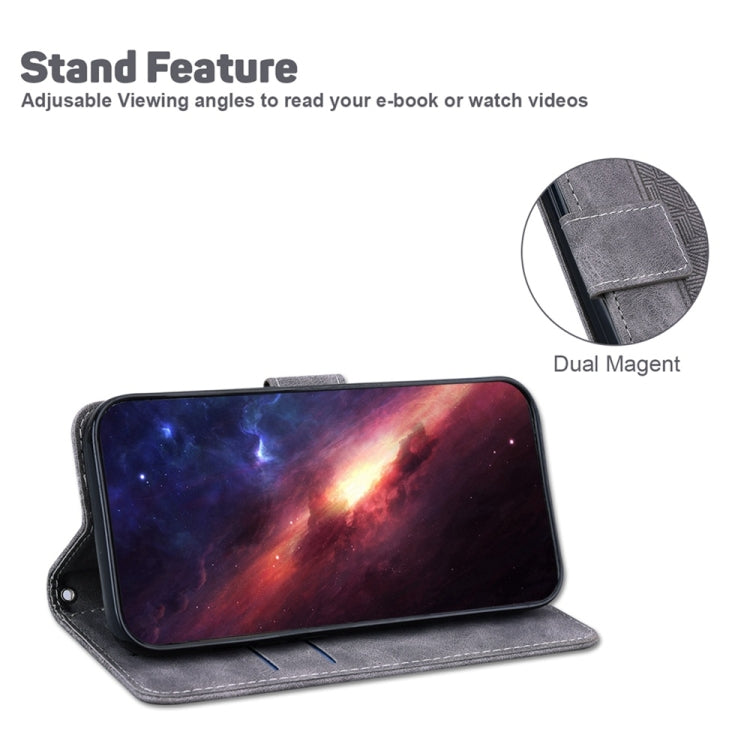 For Samsung Galaxy S25 5G Geometric Embossed Leather Phone Case(Grey) - Galaxy S25 5G Cases by PMC Jewellery | Online Shopping South Africa | PMC Jewellery | Buy Now Pay Later Mobicred