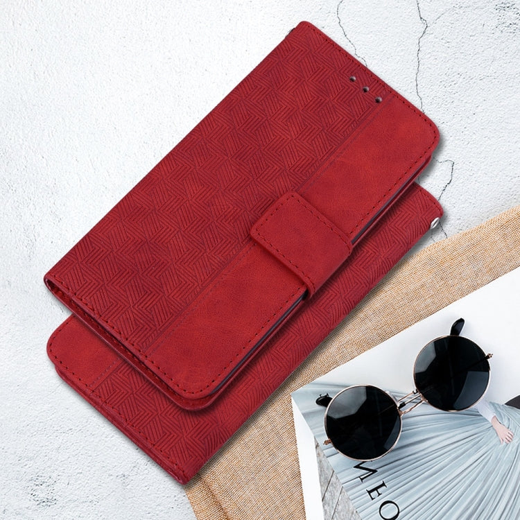 For Samsung Galaxy S25 5G Geometric Embossed Leather Phone Case(Red) - Galaxy S25 5G Cases by PMC Jewellery | Online Shopping South Africa | PMC Jewellery | Buy Now Pay Later Mobicred