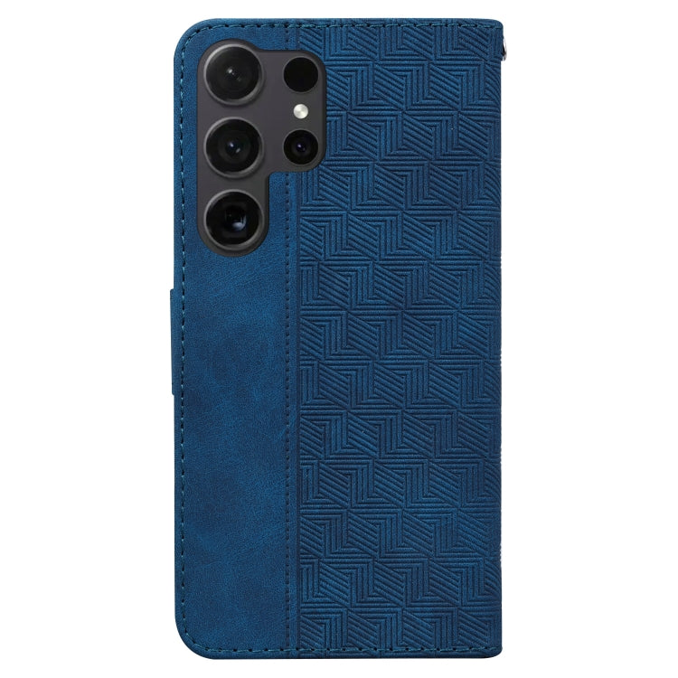 For Samsung Galaxy S25 Ultra 5G Geometric Embossed Leather Phone Case(Blue) - Galaxy S25 Ultra 5G Cases by PMC Jewellery | Online Shopping South Africa | PMC Jewellery | Buy Now Pay Later Mobicred