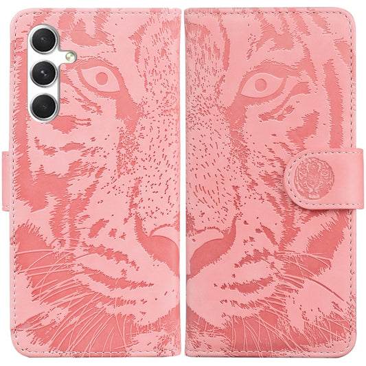 For Samsung Galaxy S25+ 5G Tiger Embossing Pattern Flip Leather Phone Case(Pink) - Galaxy S25+ 5G Cases by PMC Jewellery | Online Shopping South Africa | PMC Jewellery | Buy Now Pay Later Mobicred