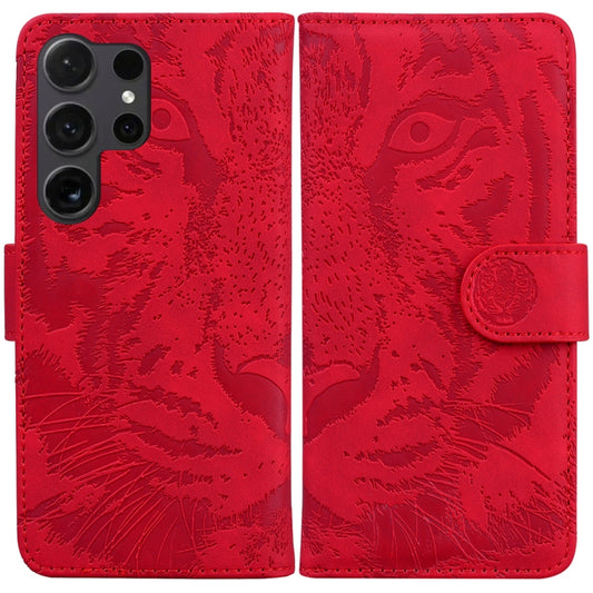 For Samsung Galaxy S25 Ultra 5G Tiger Embossing Pattern Flip Leather Phone Case(Red) - Galaxy S25 Ultra 5G Cases by PMC Jewellery | Online Shopping South Africa | PMC Jewellery | Buy Now Pay Later Mobicred