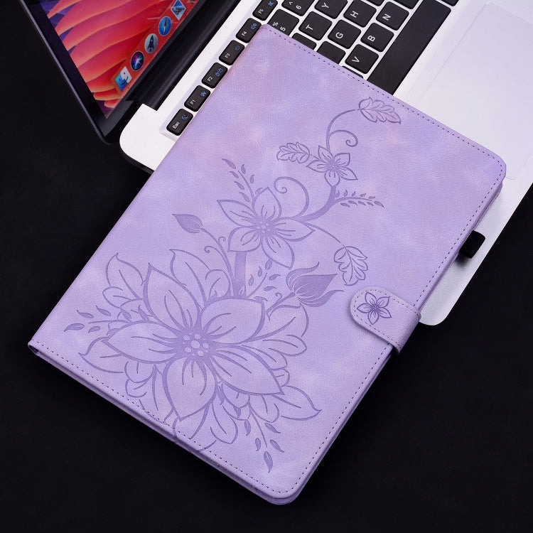 For itel Pad One 10.1 Lily Embossed Leather Tablet Case(Purple) - Others by PMC TechLife | Online Shopping South Africa | PMC TechLife | Buy Now Pay Later Mobicred