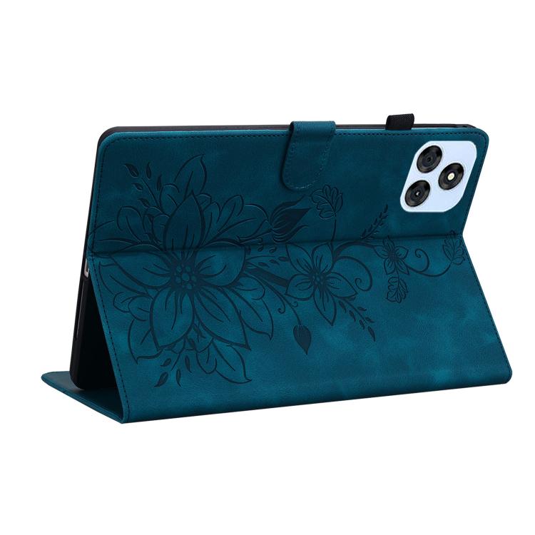 For itel VistaTab 30 Lily Embossed Leather Tablet Case(Dark Blue) - Others by PMC TechLife | Online Shopping South Africa | PMC TechLife | Buy Now Pay Later Mobicred