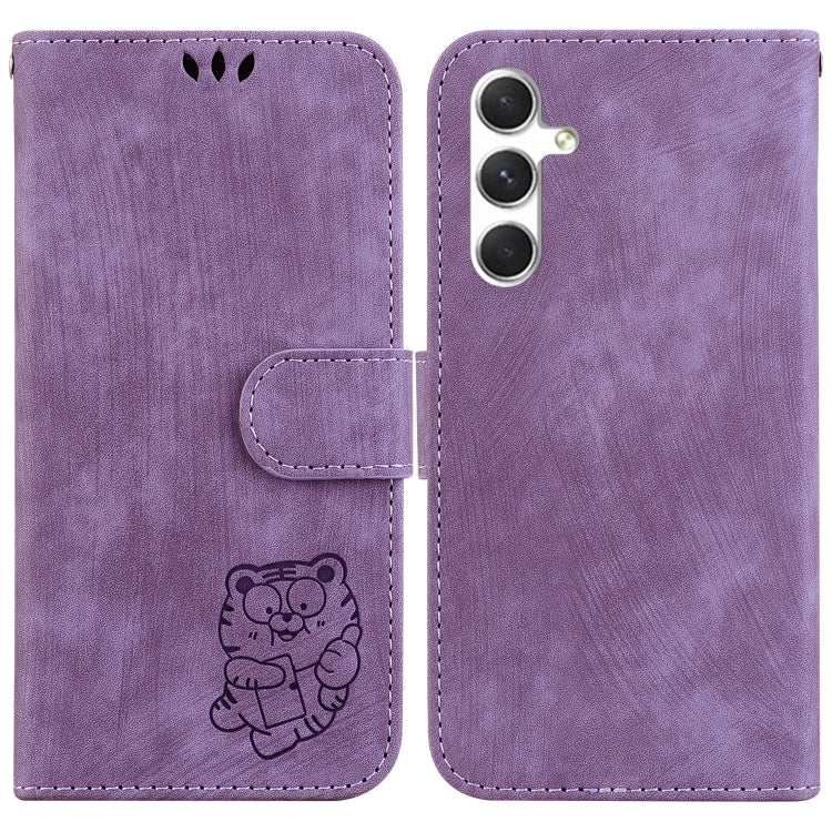 For Samsung Galaxy S25+ 5G Little Tiger Embossed Leather Phone Case(Purple) - Galaxy S25+ 5G Cases by PMC Jewellery | Online Shopping South Africa | PMC Jewellery | Buy Now Pay Later Mobicred