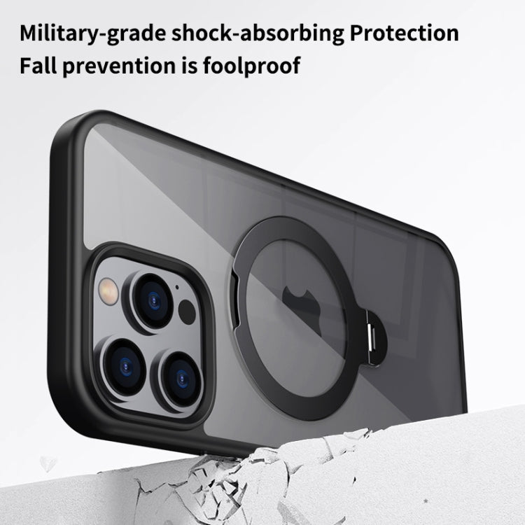 For iPhone 16 Transparent MagSafe Magnetic Rotating Ring Holder Phone Case(Grey) - iPhone 16 Cases by PMC Jewellery | Online Shopping South Africa | PMC Jewellery | Buy Now Pay Later Mobicred