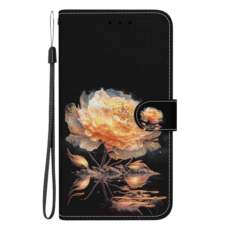 For Samsung Galaxy S25 5G Crystal Texture Colored Drawing Leather Phone Case(Gold Peony) - Galaxy S25 5G Cases by PMC Jewellery | Online Shopping South Africa | PMC Jewellery | Buy Now Pay Later Mobicred