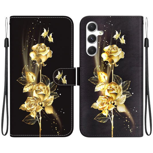 For Samsung Galaxy S25 5G Crystal Texture Colored Drawing Leather Phone Case(Gold Butterfly Rose) - Galaxy S25 5G Cases by PMC Jewellery | Online Shopping South Africa | PMC Jewellery | Buy Now Pay Later Mobicred