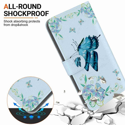 For Samsung Galaxy S25 5G Crystal Texture Colored Drawing Leather Phone Case(Blue Pansies) - Galaxy S25 5G Cases by PMC Jewellery | Online Shopping South Africa | PMC Jewellery | Buy Now Pay Later Mobicred