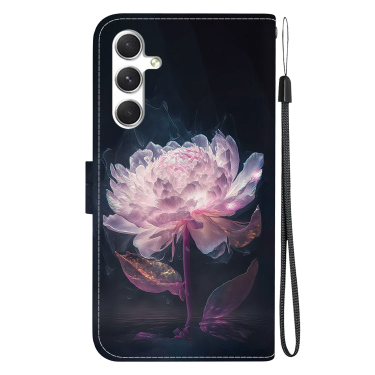 For Samsung Galaxy S25+ 5G Crystal Texture Colored Drawing Leather Phone Case(Purple Peony) - Galaxy S25+ 5G Cases by PMC Jewellery | Online Shopping South Africa | PMC Jewellery | Buy Now Pay Later Mobicred